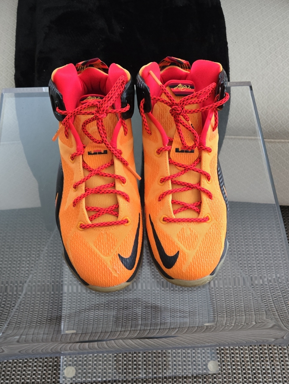 Nike Lebron James 12 CLE Youth Orange and Red Athletic Shoes - Lightweight